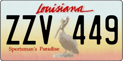 LA license plate ZZV449