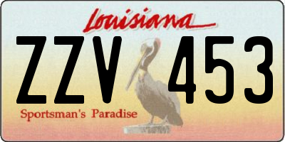 LA license plate ZZV453