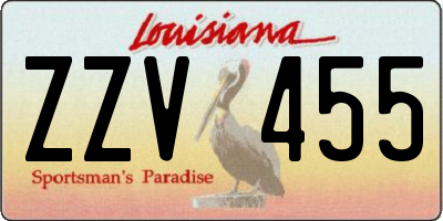 LA license plate ZZV455
