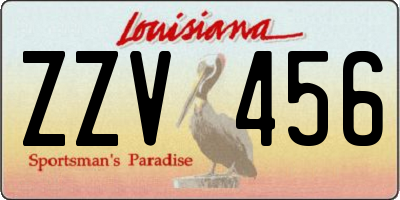 LA license plate ZZV456