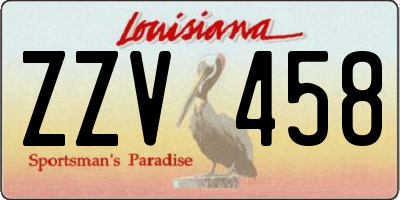 LA license plate ZZV458