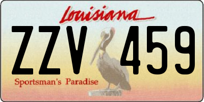 LA license plate ZZV459