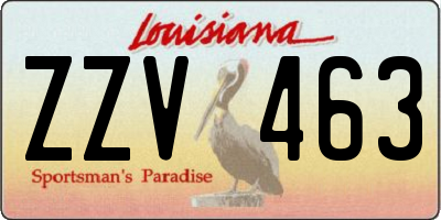 LA license plate ZZV463