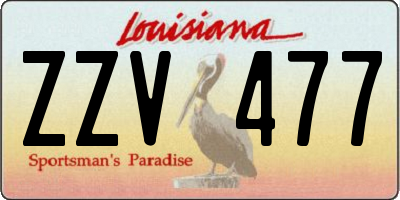 LA license plate ZZV477