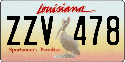 LA license plate ZZV478