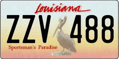 LA license plate ZZV488
