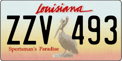 LA license plate ZZV493