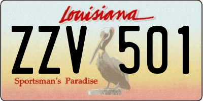 LA license plate ZZV501