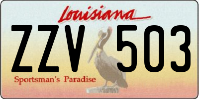 LA license plate ZZV503