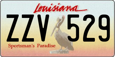 LA license plate ZZV529