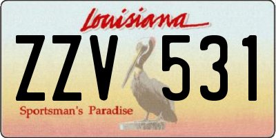 LA license plate ZZV531