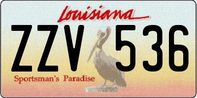 LA license plate ZZV536