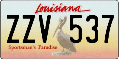 LA license plate ZZV537