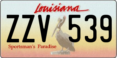 LA license plate ZZV539