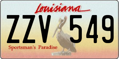 LA license plate ZZV549