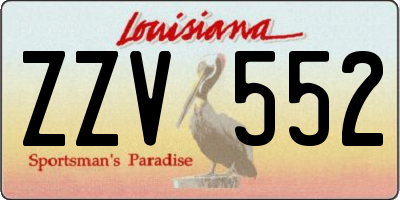 LA license plate ZZV552