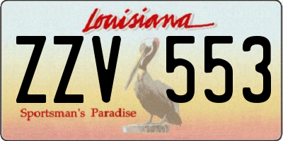 LA license plate ZZV553