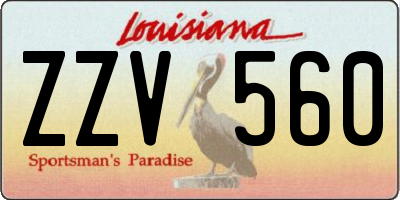 LA license plate ZZV560