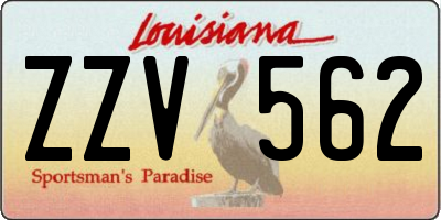 LA license plate ZZV562
