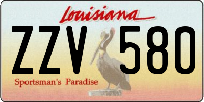 LA license plate ZZV580