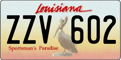 LA license plate ZZV602