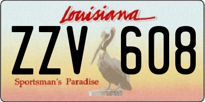 LA license plate ZZV608