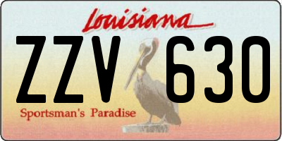 LA license plate ZZV630