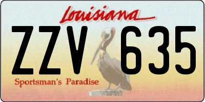 LA license plate ZZV635