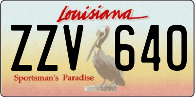 LA license plate ZZV640