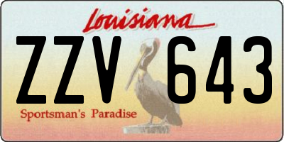 LA license plate ZZV643