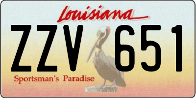 LA license plate ZZV651