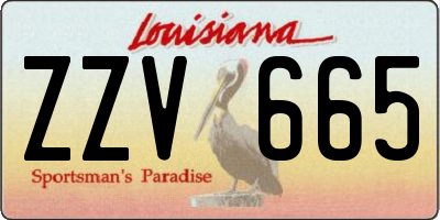 LA license plate ZZV665