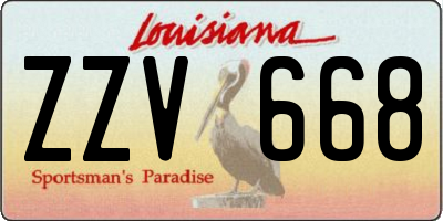 LA license plate ZZV668