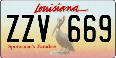 LA license plate ZZV669