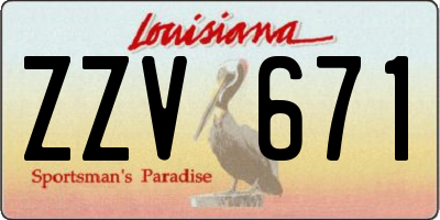 LA license plate ZZV671