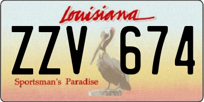 LA license plate ZZV674