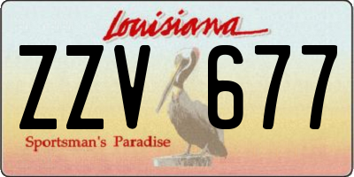 LA license plate ZZV677