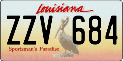 LA license plate ZZV684