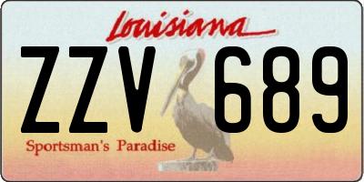 LA license plate ZZV689