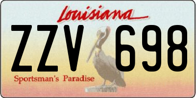 LA license plate ZZV698