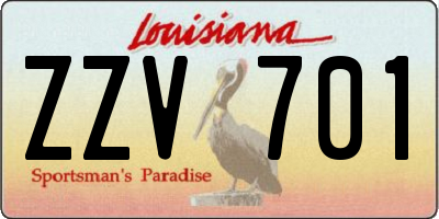 LA license plate ZZV701