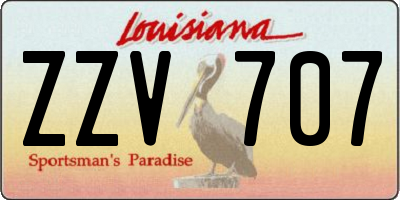 LA license plate ZZV707