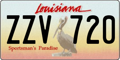 LA license plate ZZV720