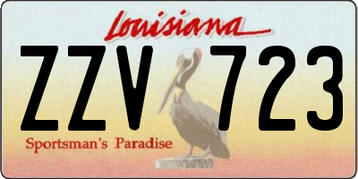 LA license plate ZZV723