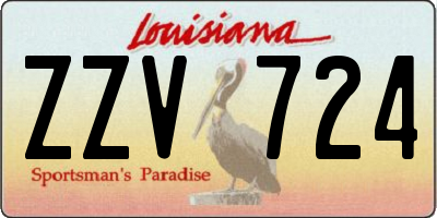 LA license plate ZZV724