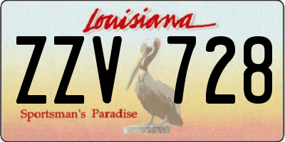 LA license plate ZZV728