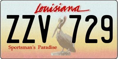 LA license plate ZZV729