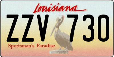 LA license plate ZZV730