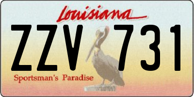 LA license plate ZZV731