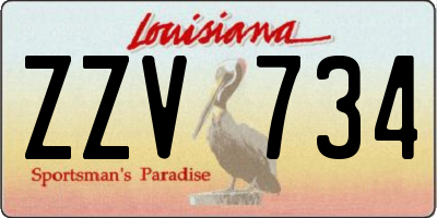 LA license plate ZZV734